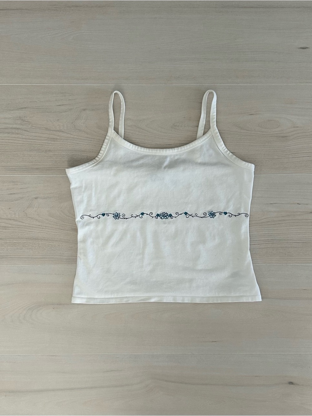 white arizona embroidered floral tank
